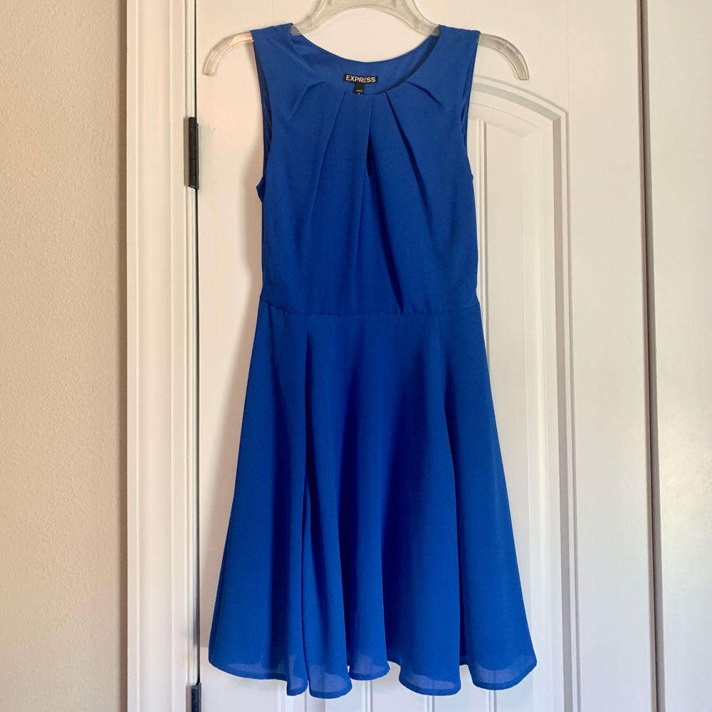 EUC Express Royal Blue Keyhole Dress